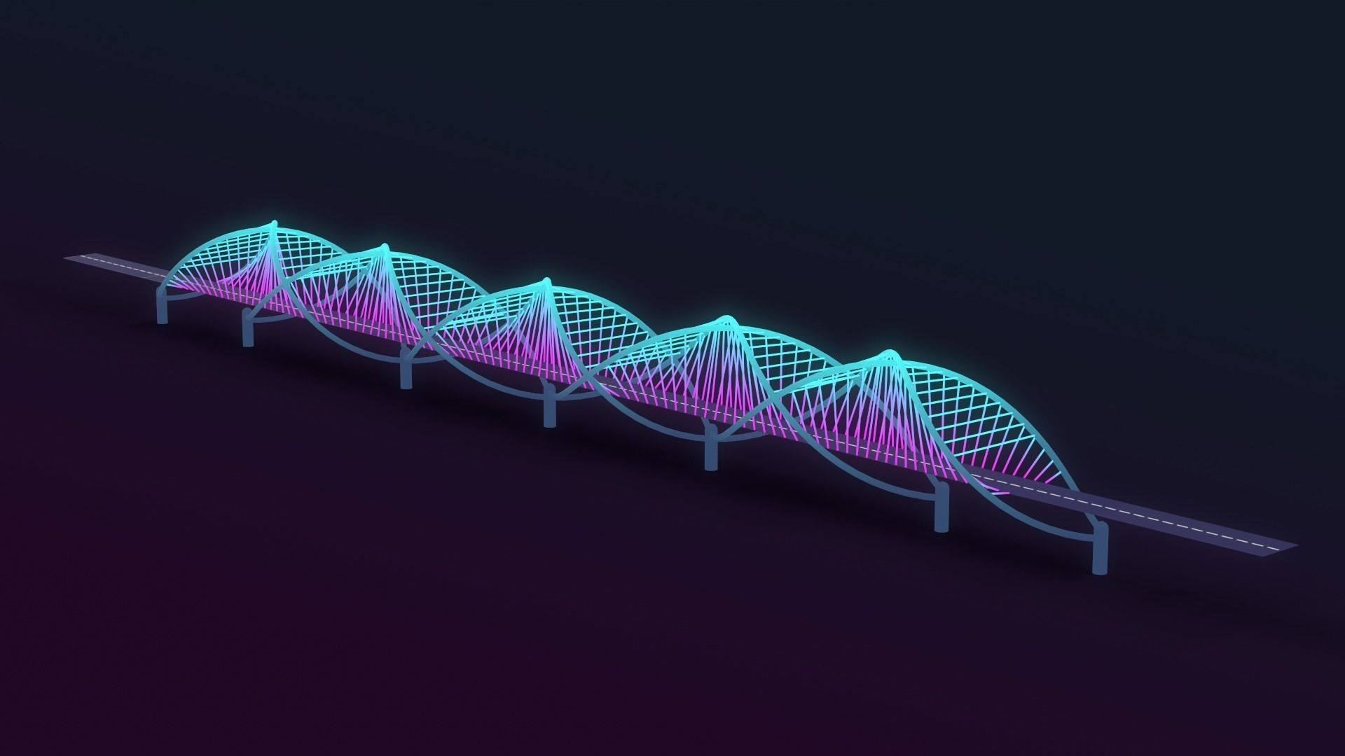 Neon Bridges Low-poly 3D model_19