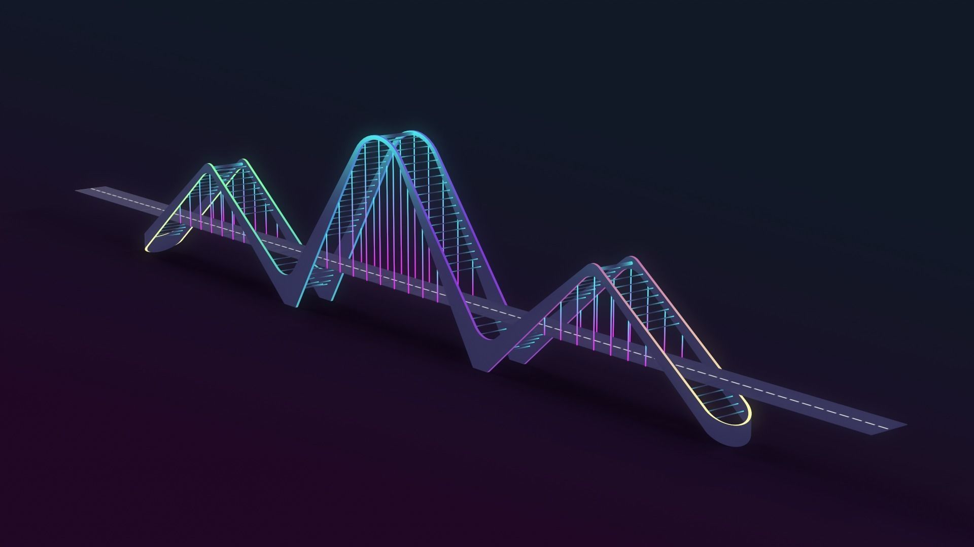 Neon Bridges Low-poly 3D model_4