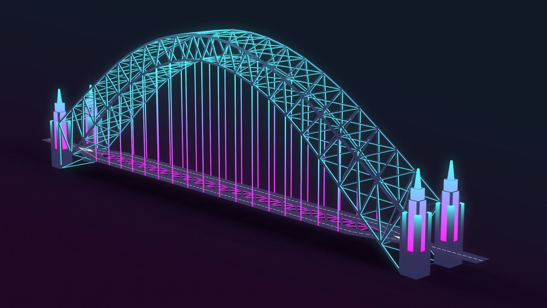 Neon Bridges Low-poly 3D model_22