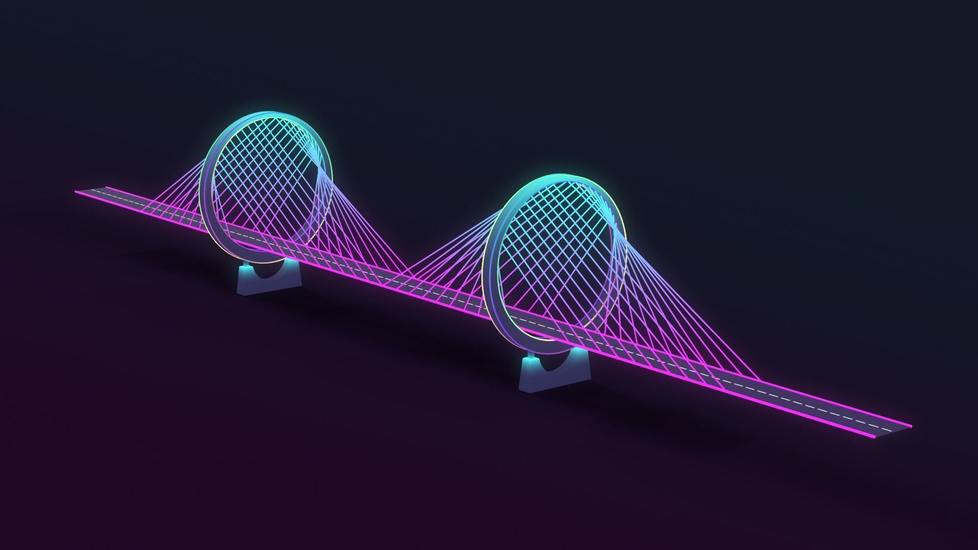 Neon Bridges Low-poly 3D model_10