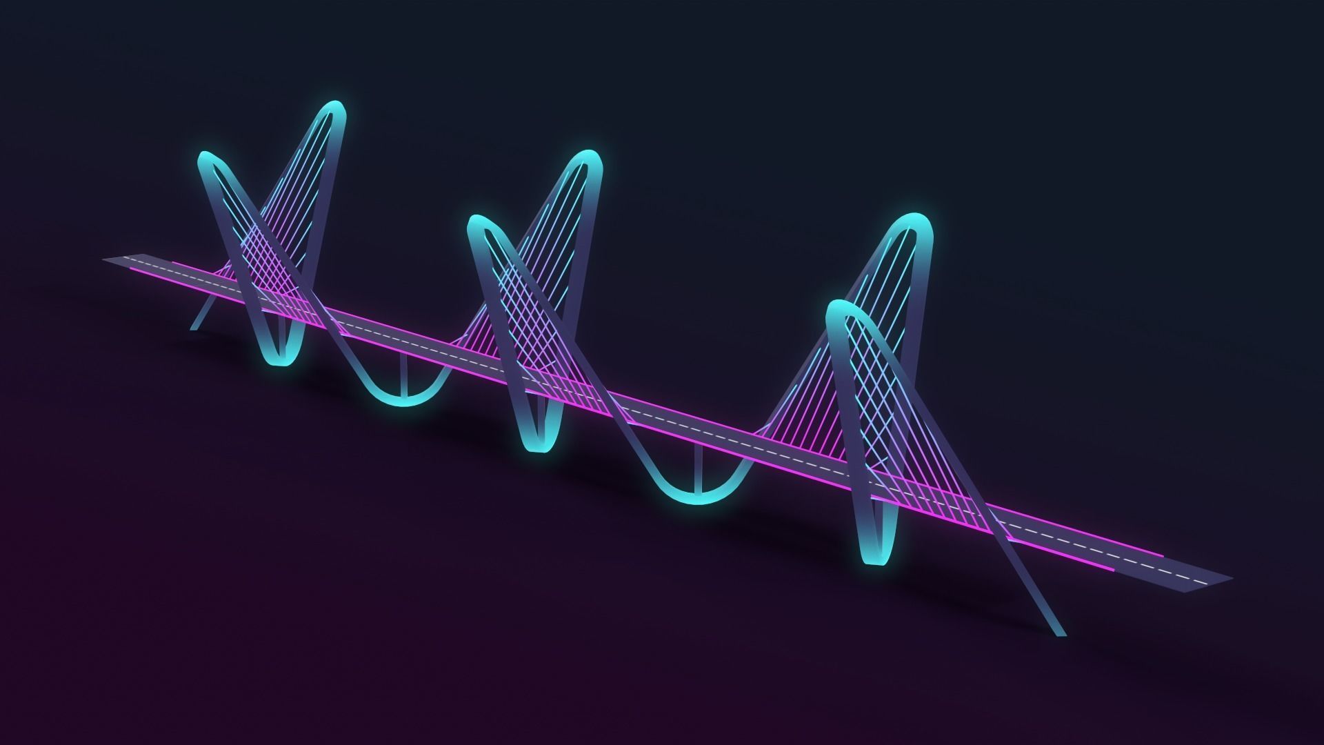 Neon Bridges Low-poly 3D model_1