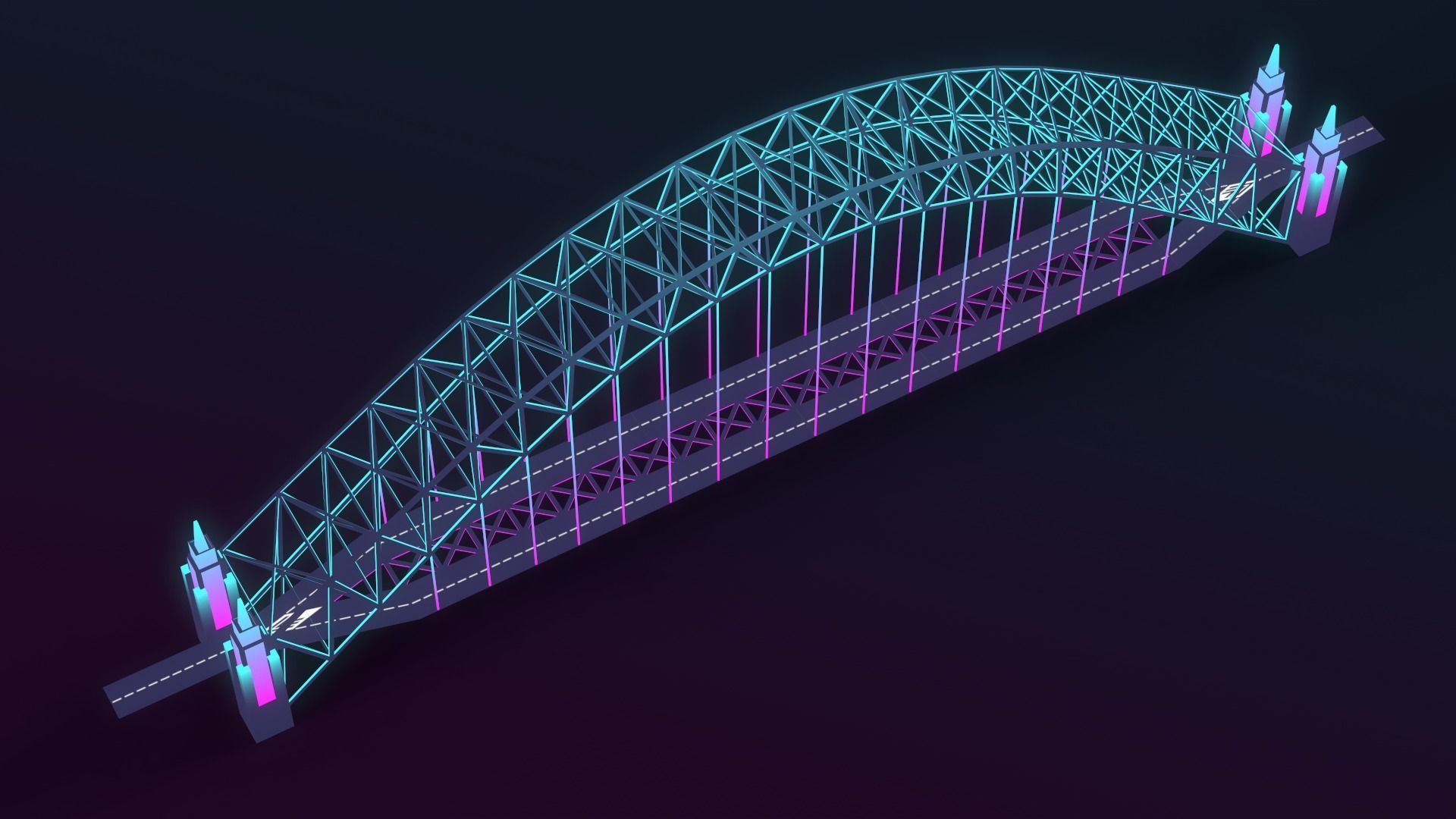 Neon Bridges Low-poly 3D model_23