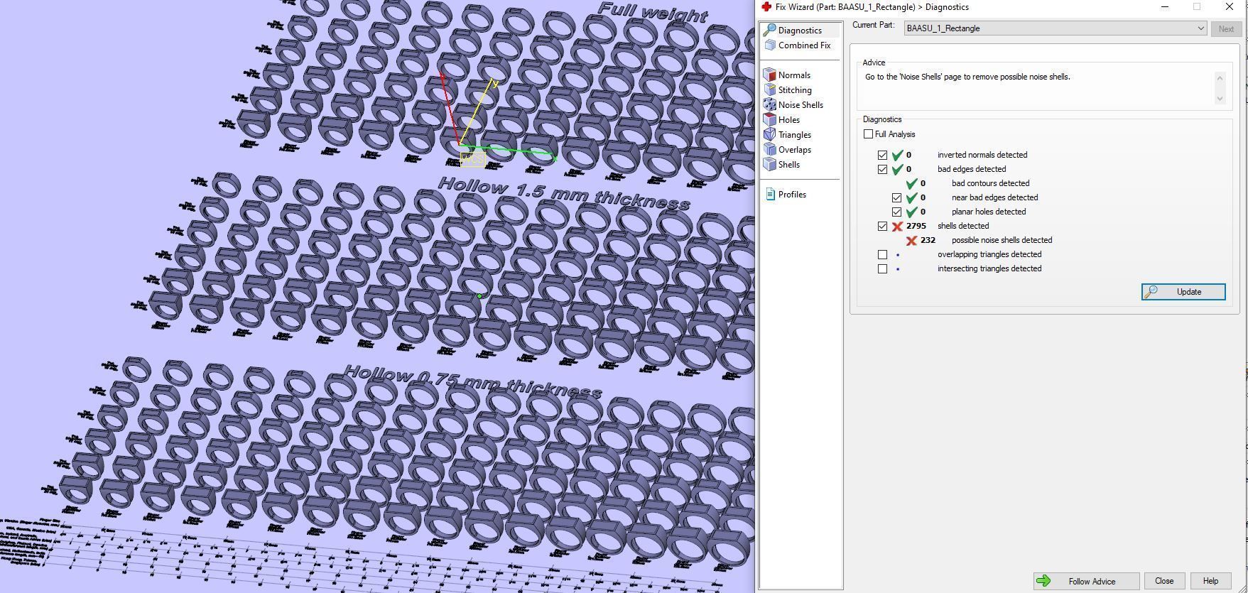 Signet rings set RECTANGLE top 3D print model_12
