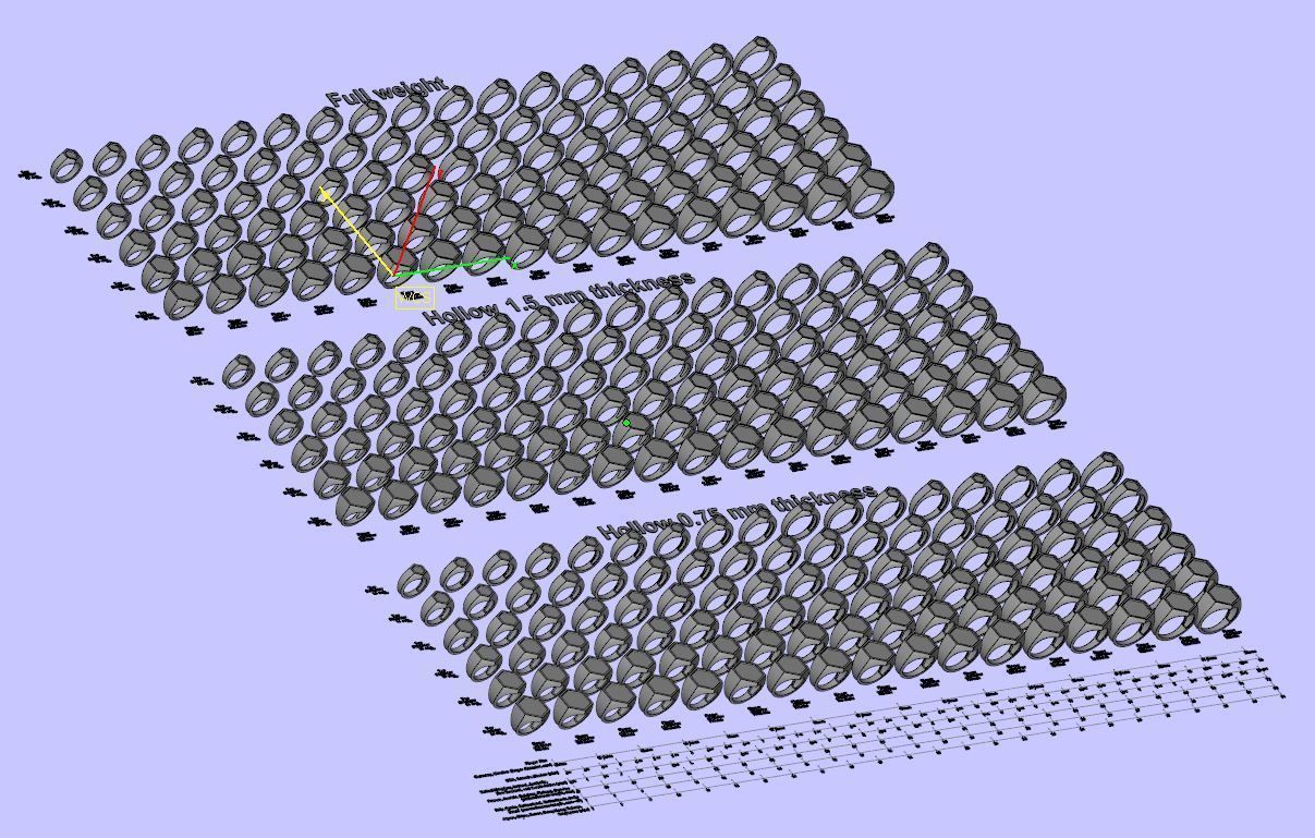 Signet rings set HEXAGON top 3D print model_11