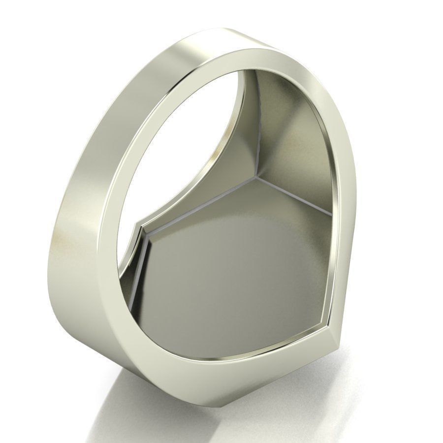 Signet rings set HEXAGON top 3D print model_13