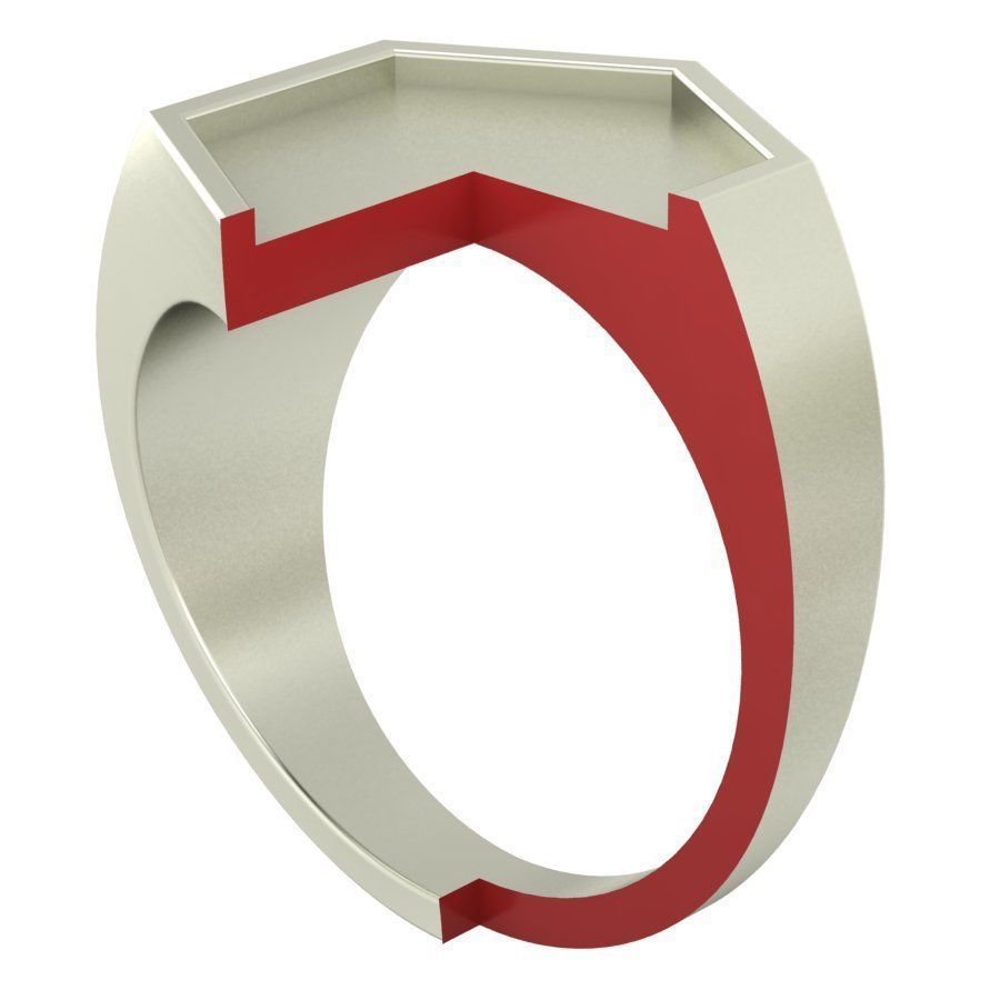 Signet rings set HEXAGON top 3D print model_4