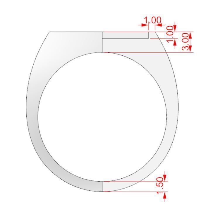 Signet rings set HEXAGON top 3D print model_7