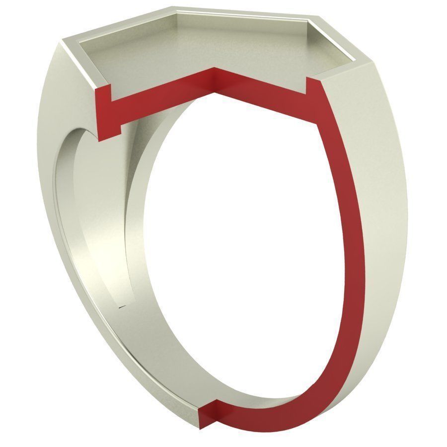 Signet rings set HEXAGON top 3D print model_5