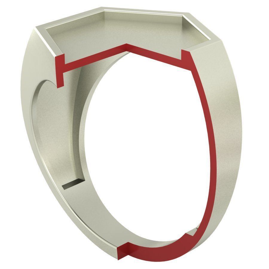 Signet rings set HEXAGON top 3D print model_6