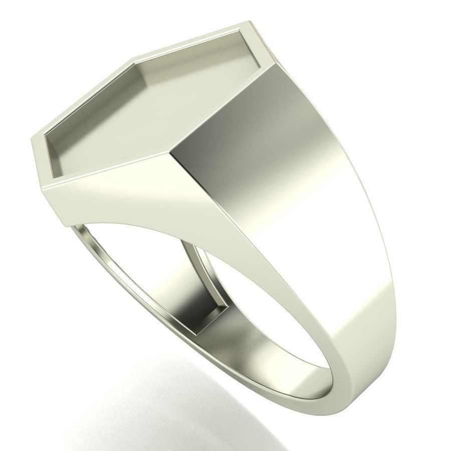 Signet rings set HEXAGON top 3D print model_14