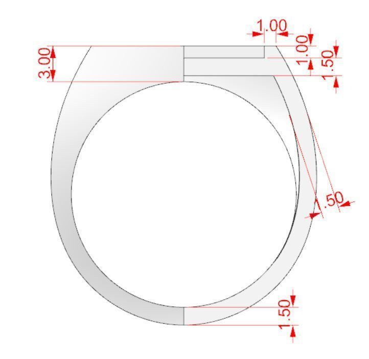 Signet rings set HEXAGON top 3D print model_8
