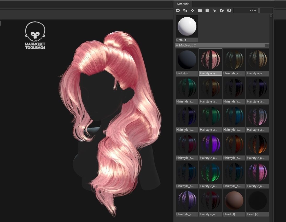 Low poly cards Game-ready long tail hairstyle Low-poly 3D model_6