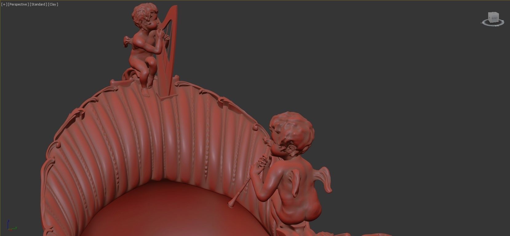 Classical Vase Bowl  with Cupid High-Poly 3d Print 3D print model_5