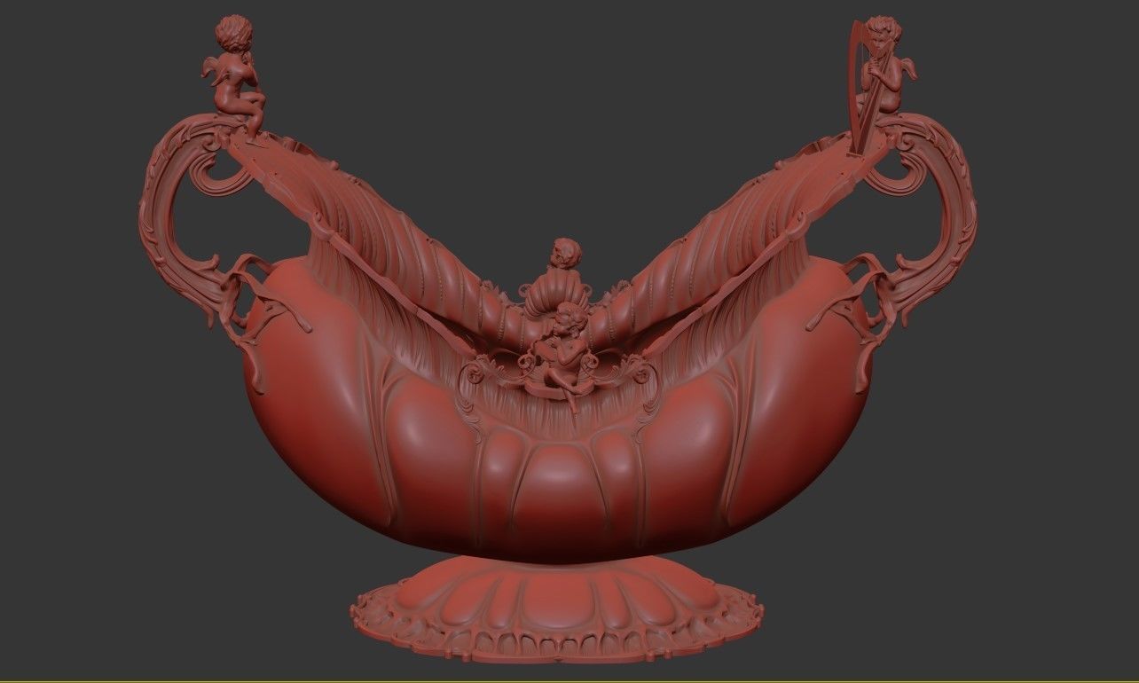 Classical Vase Bowl  with Cupid High-Poly 3d Print 3D print model_2