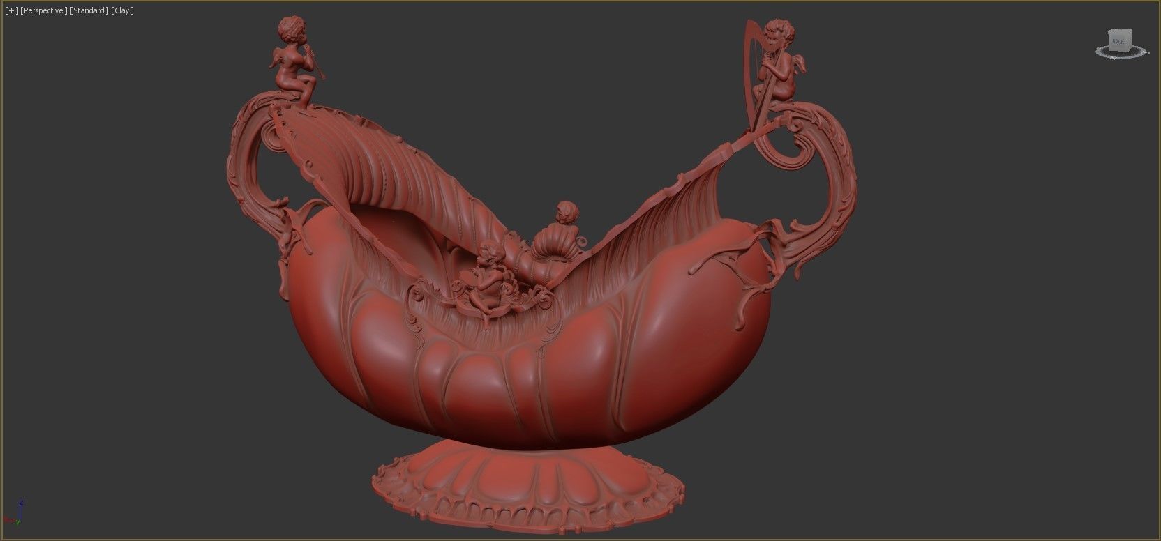 Classical Vase Bowl  with Cupid High-Poly 3d Print 3D print model_7