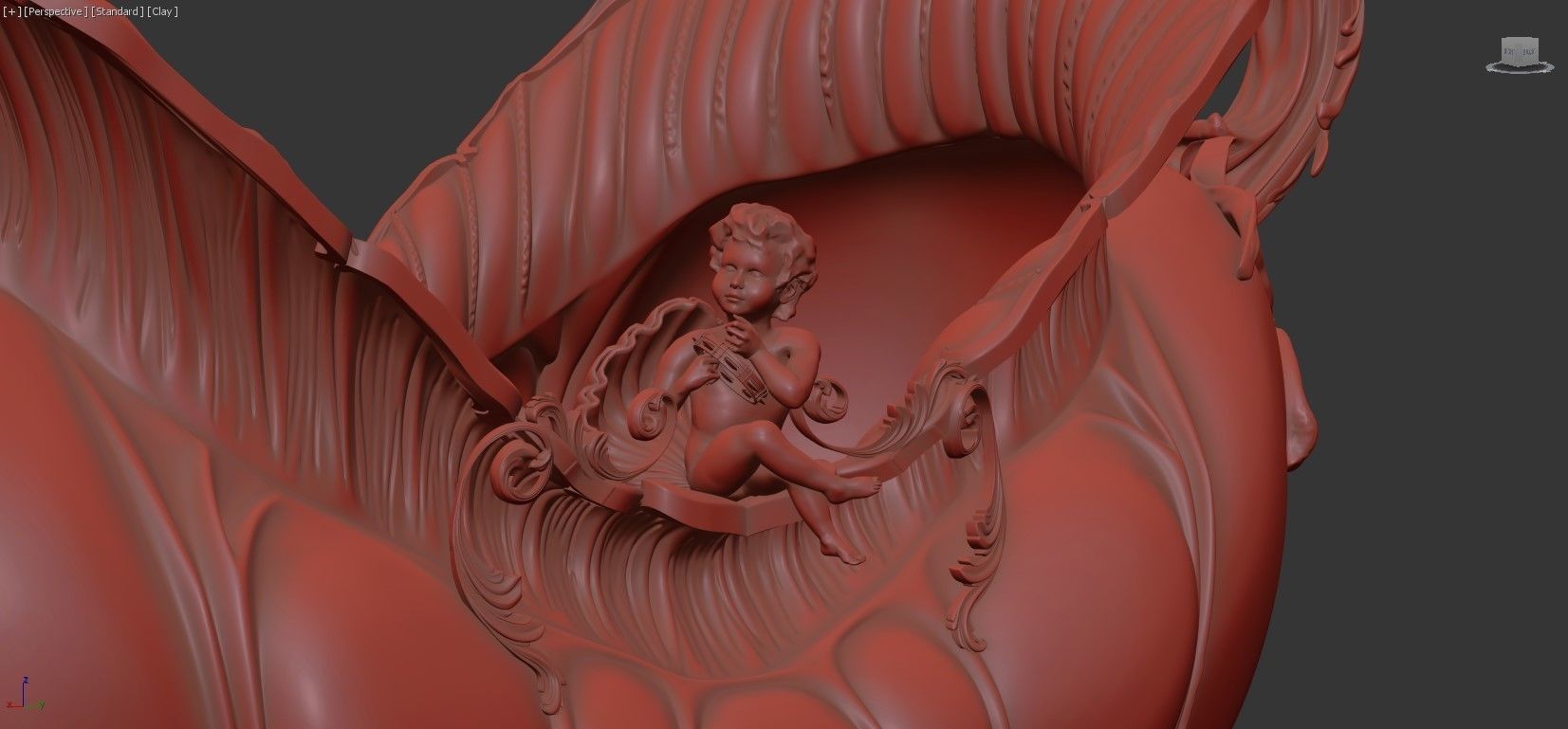 Classical Vase Bowl  with Cupid High-Poly 3d Print 3D print model_4