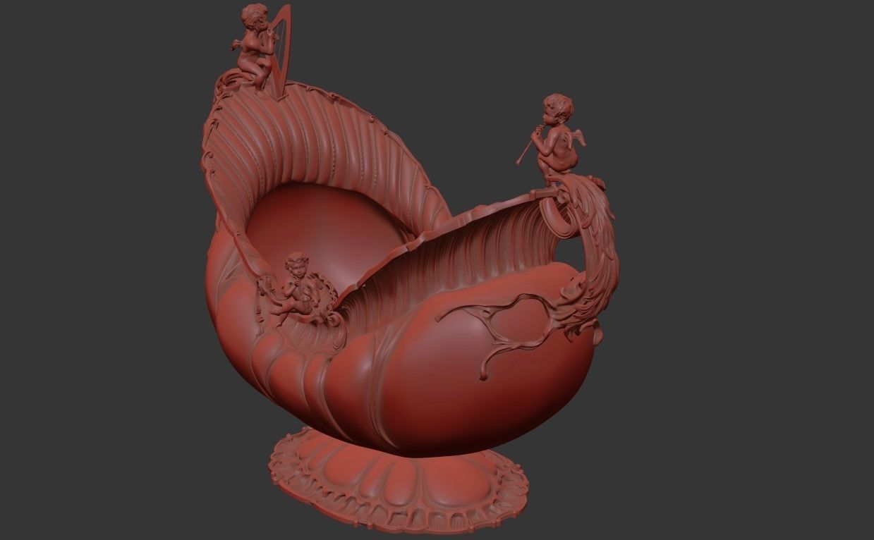 Classical Vase Bowl  with Cupid High-Poly 3d Print 3D print model_3