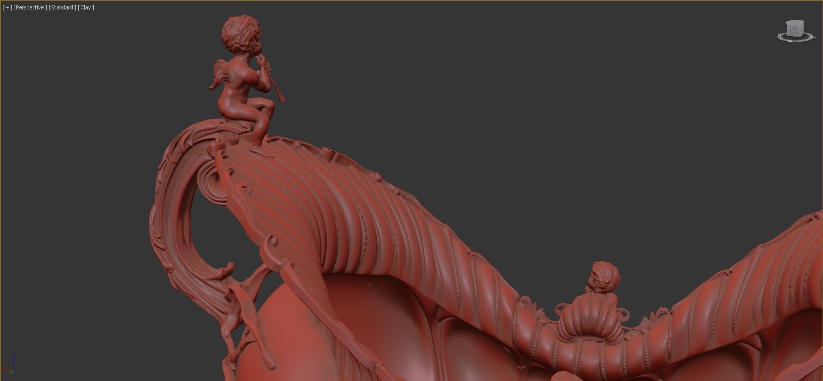 Classical Vase Bowl  with Cupid High-Poly 3d Print 3D print model_8