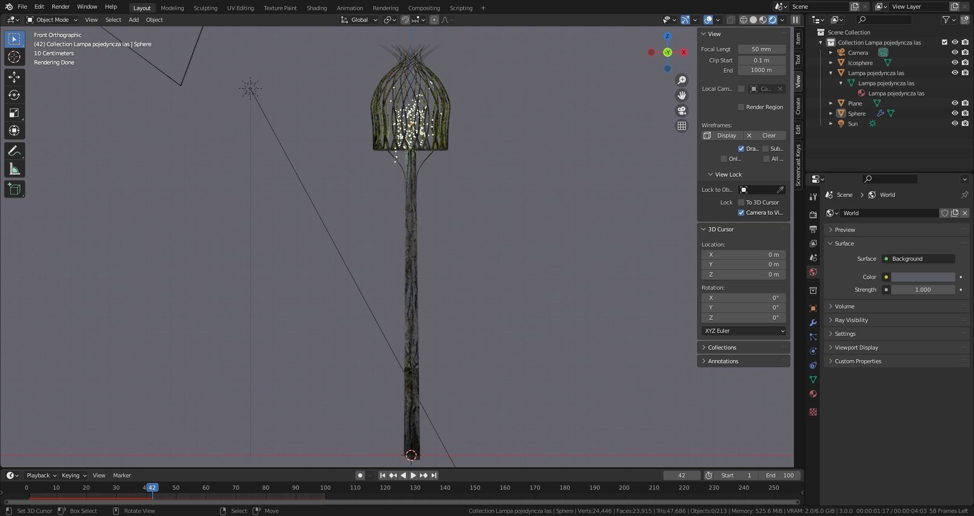 Forest - Wooden Street Lamp Lantern Low-poly 3D model_4