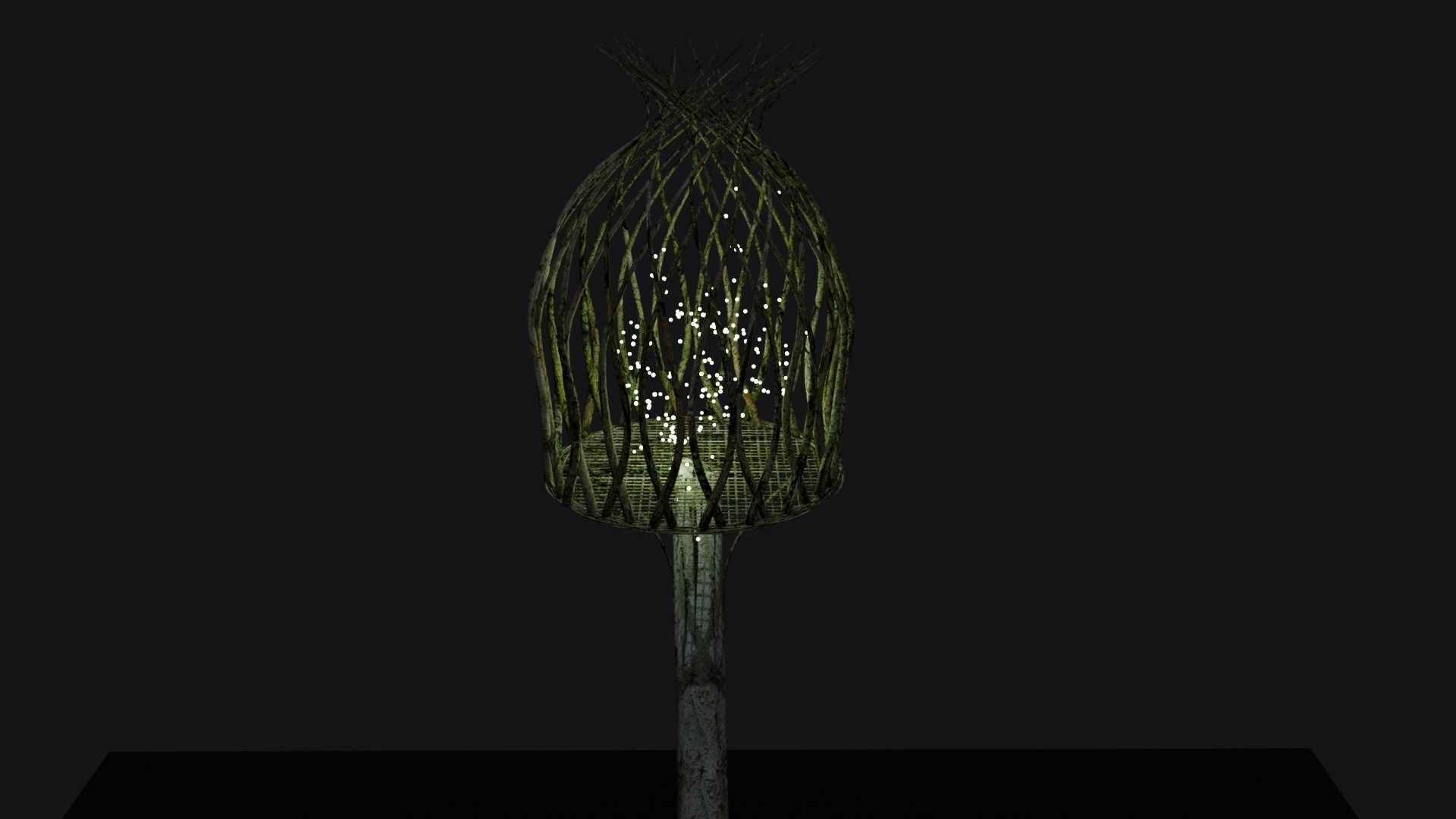 Forest - Wooden Street Lamp Lantern Low-poly 3D model_1