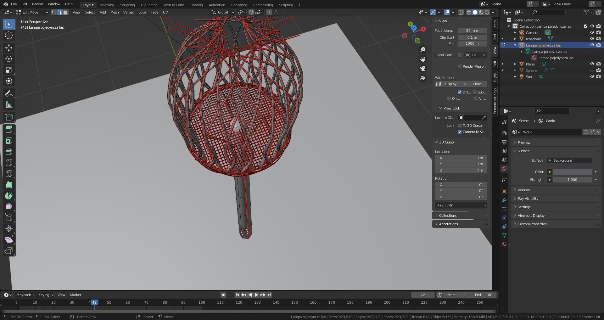 Forest - Wooden Street Lamp Lantern Low-poly 3D model_5