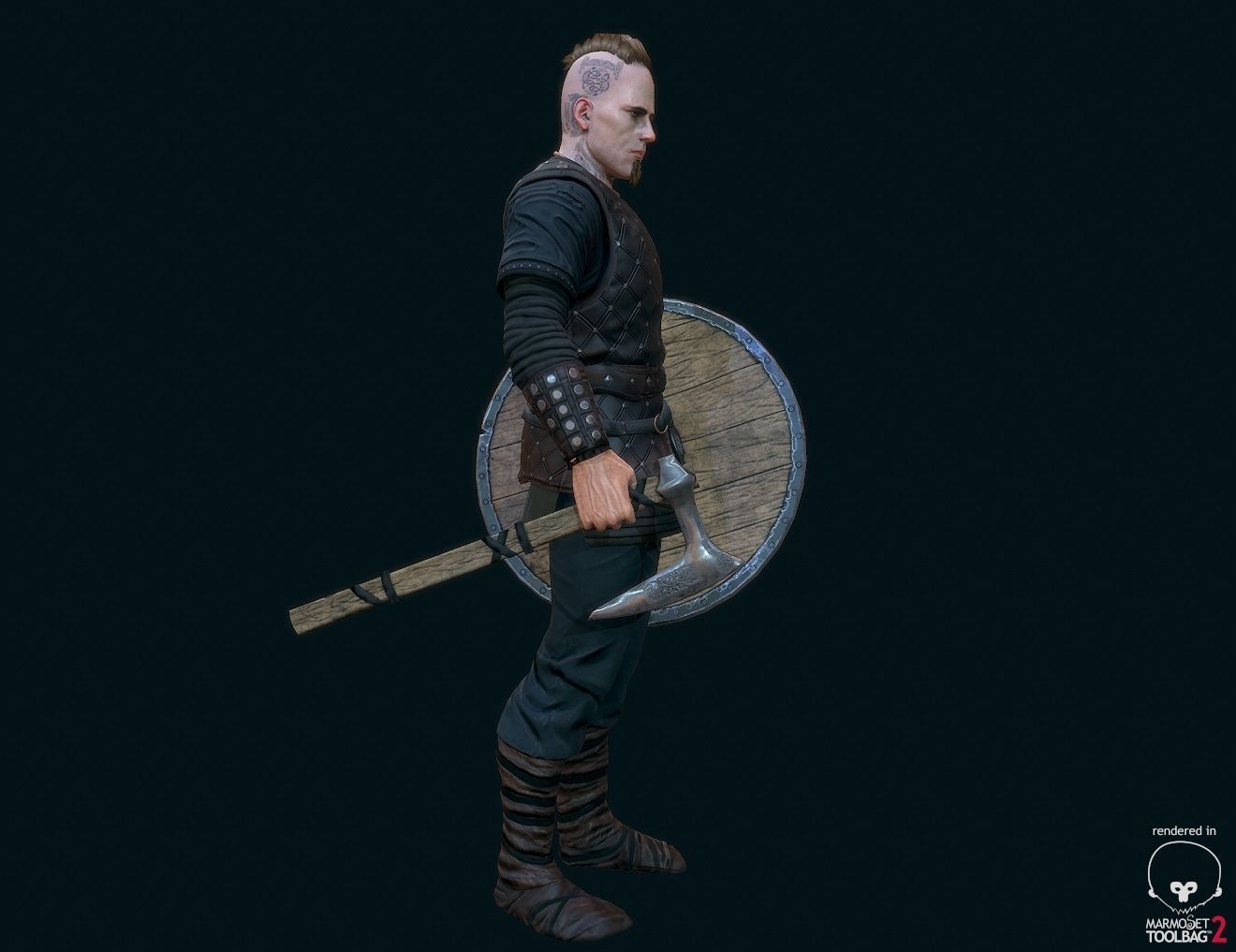 Viking warrior Low-poly 3D model_13