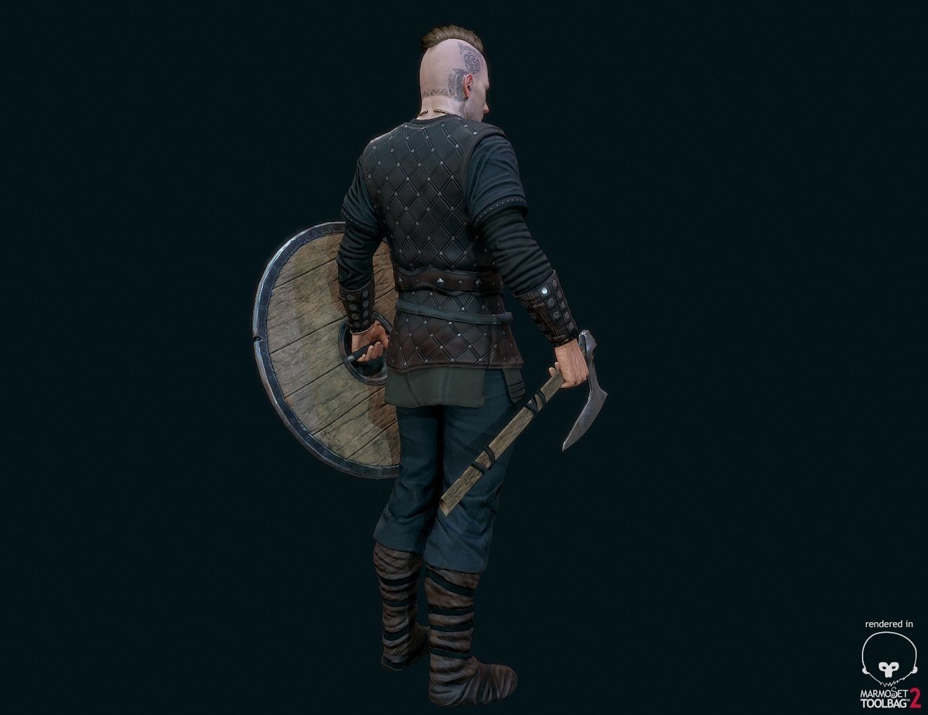Viking warrior Low-poly 3D model_11