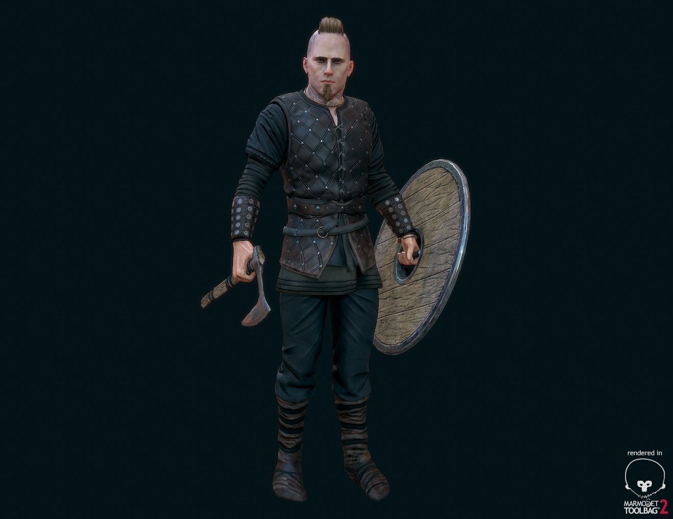 Viking warrior Low-poly 3D model_15
