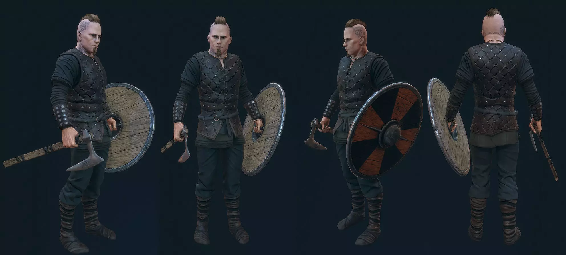 Viking warrior Low-poly 3D model_0