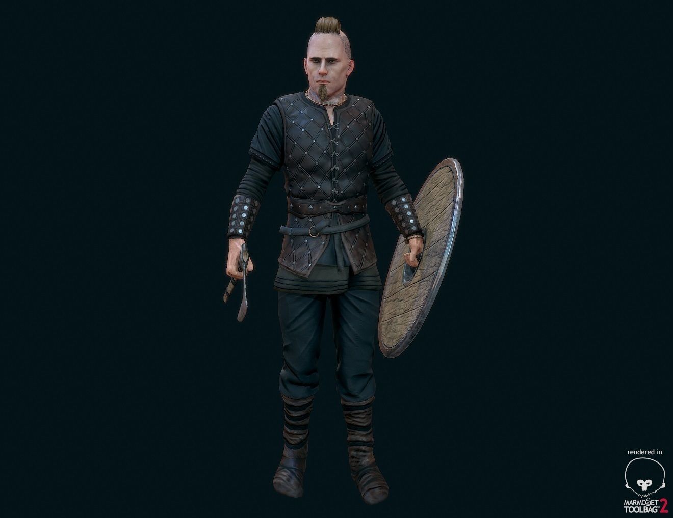 Viking warrior Low-poly 3D model_3