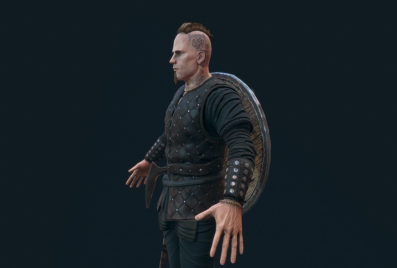 Viking warrior Low-poly 3D model_18