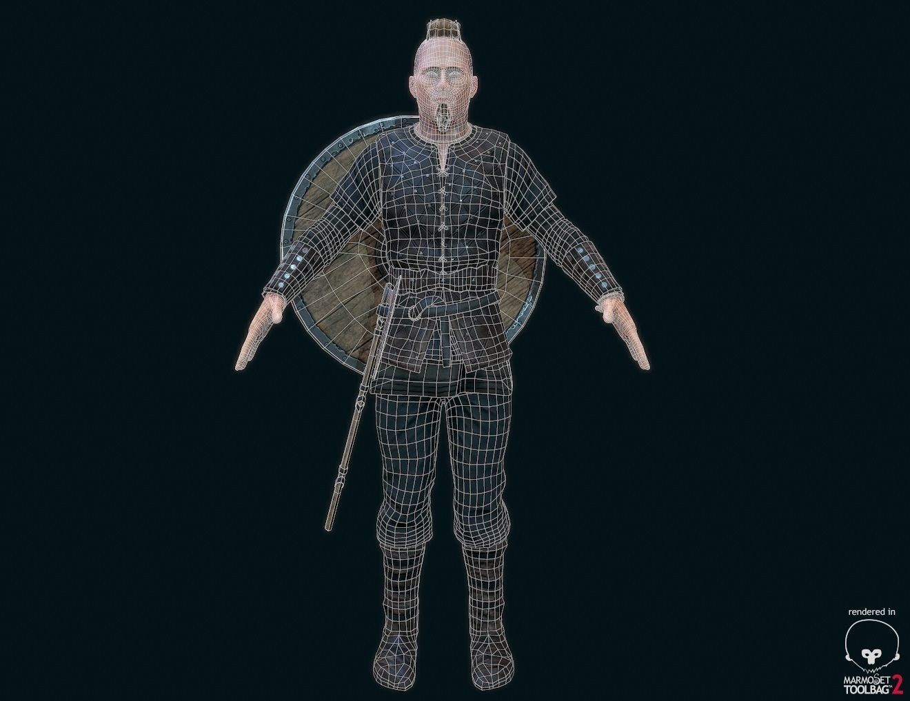 Viking warrior Low-poly 3D model_16