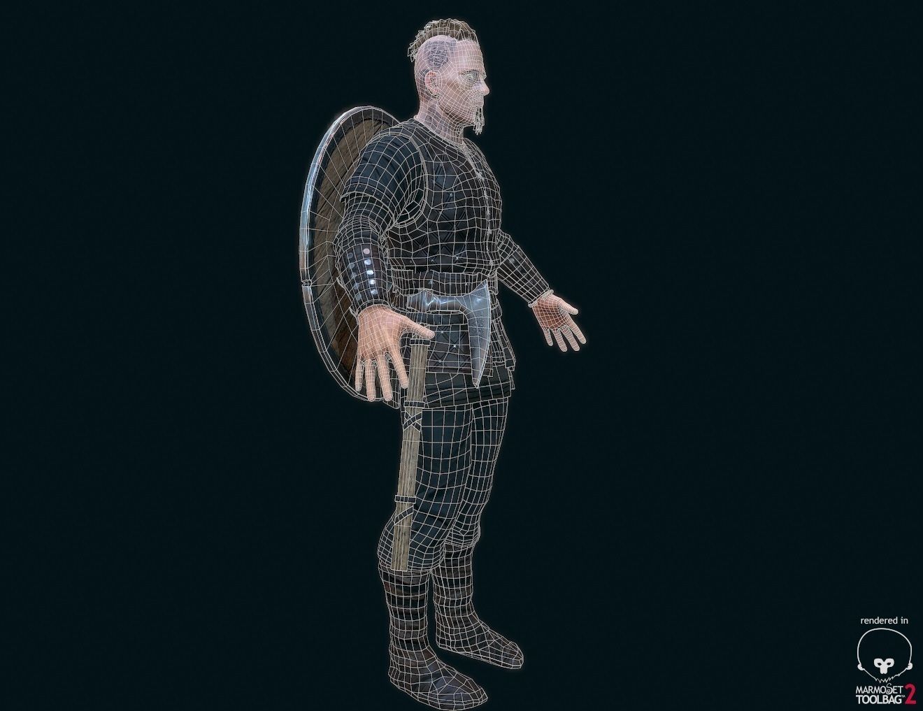Viking warrior Low-poly 3D model_14