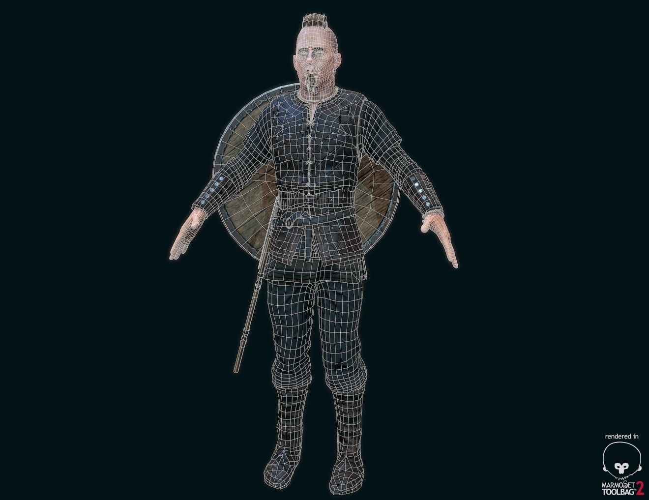 Viking warrior Low-poly 3D model_4