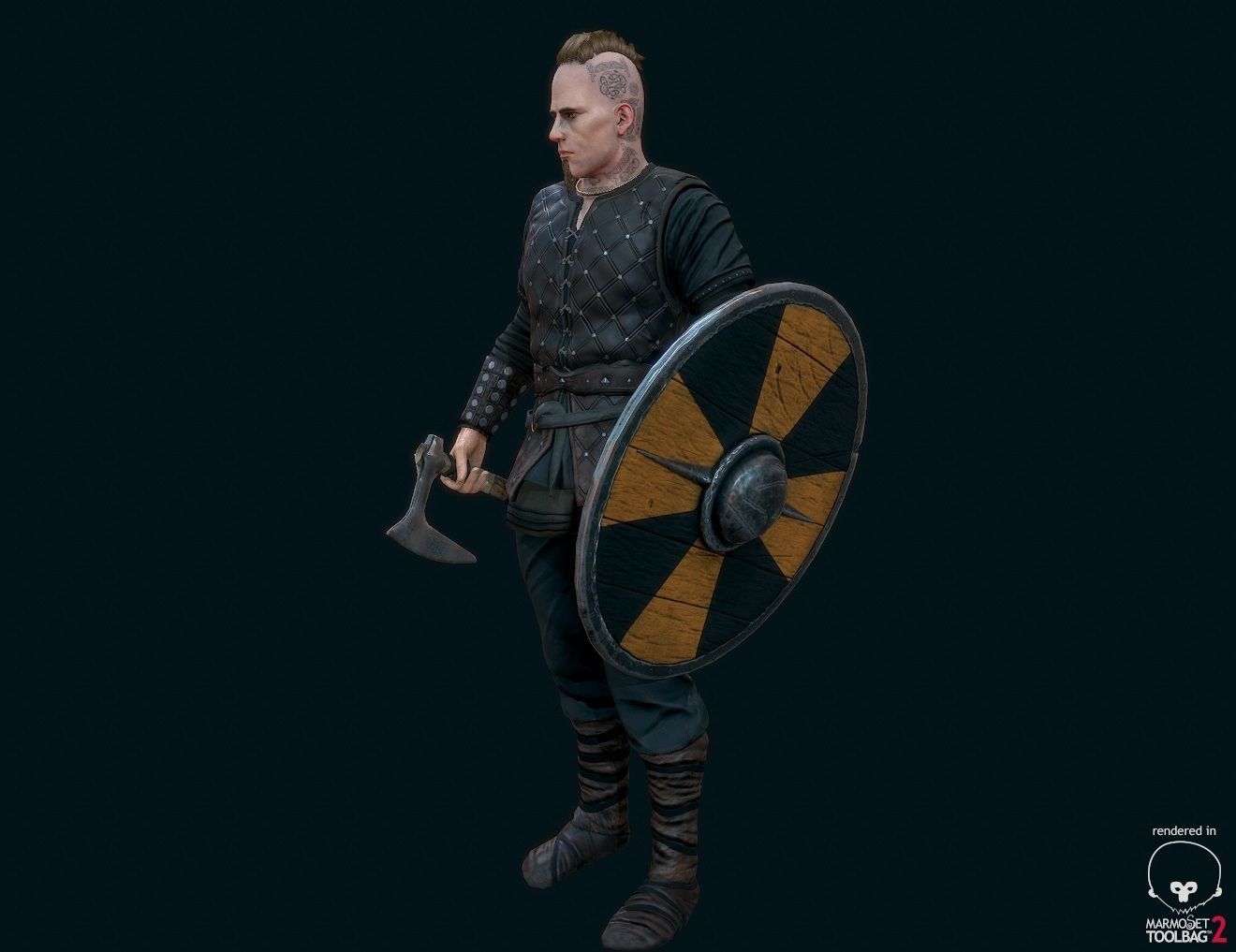 Viking warrior Low-poly 3D model_5