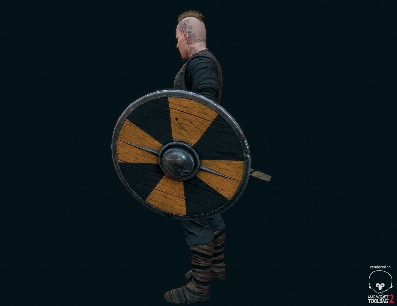 Viking warrior Low-poly 3D model_7