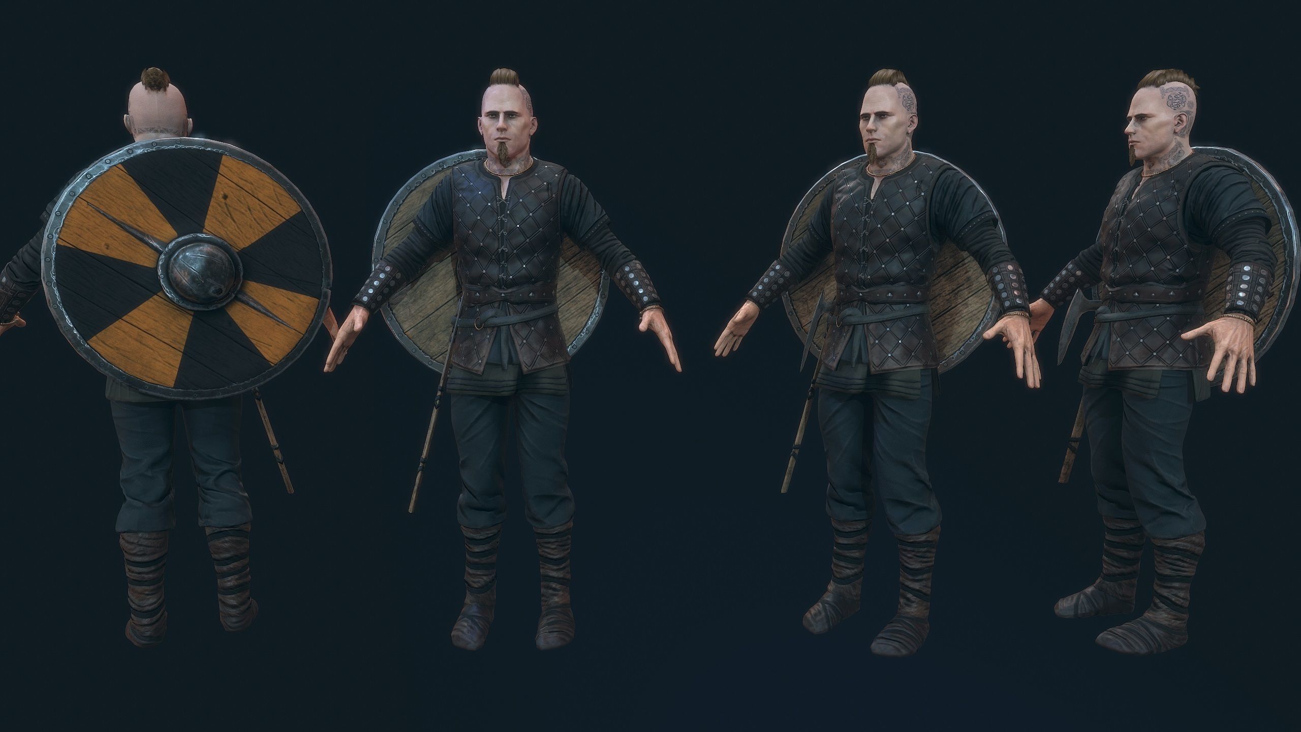 Viking warrior Low-poly 3D model_1