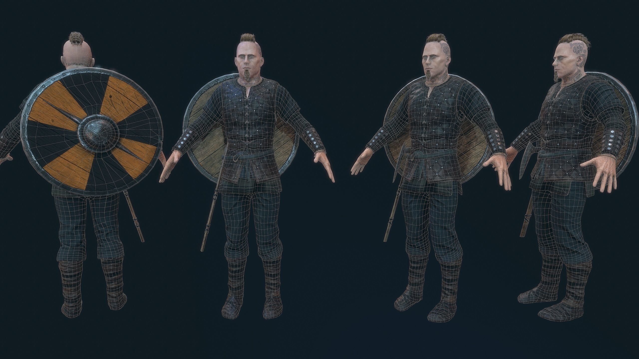 Viking warrior Low-poly 3D model_2