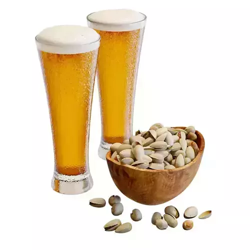 Food Set 20 - Pistachios and Beer 3D model