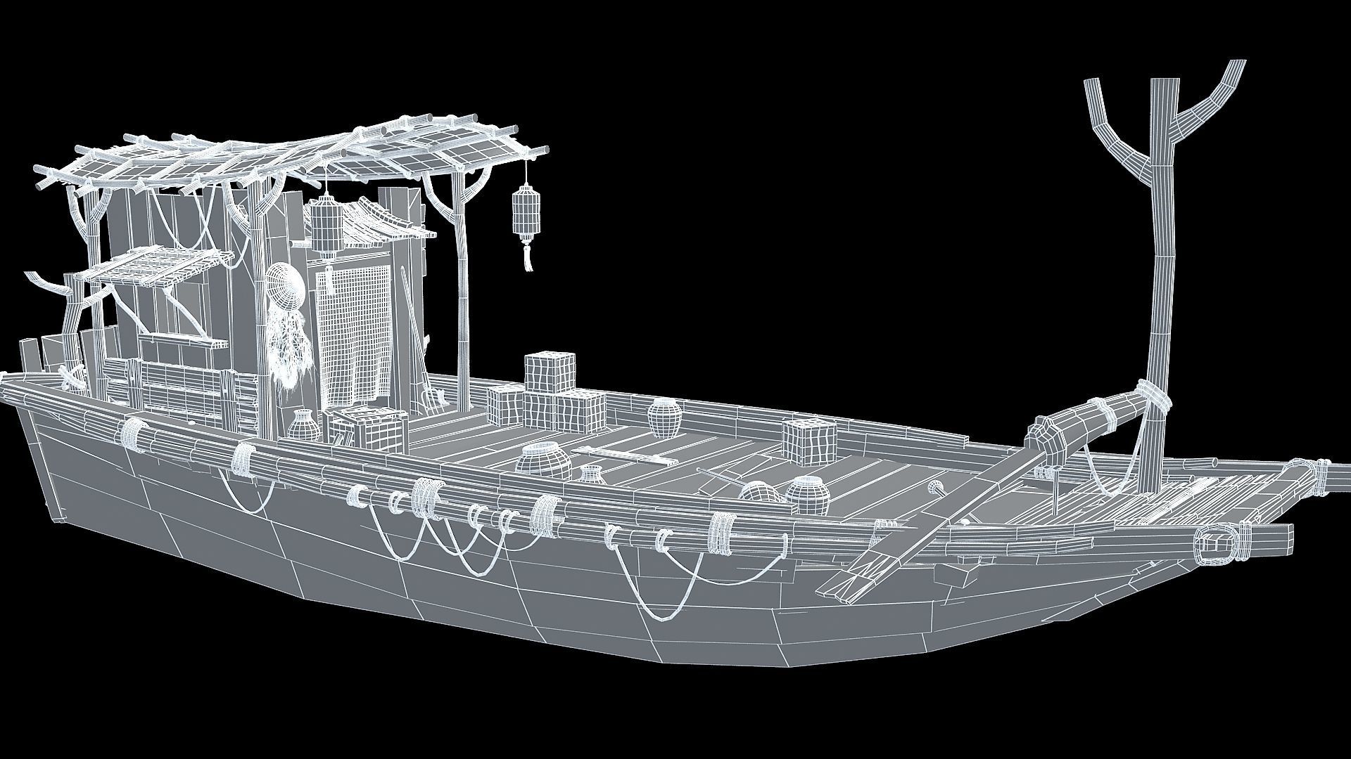 Chinese fishing boat 3D model_7