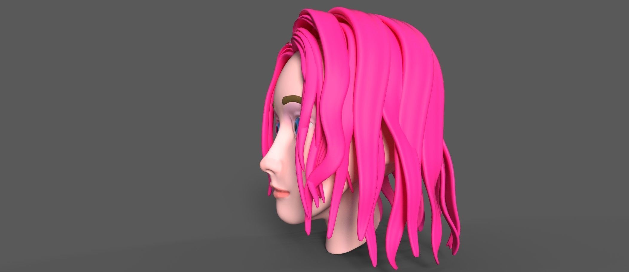 Anime manga Head 3D model Low-poly 3D model_5