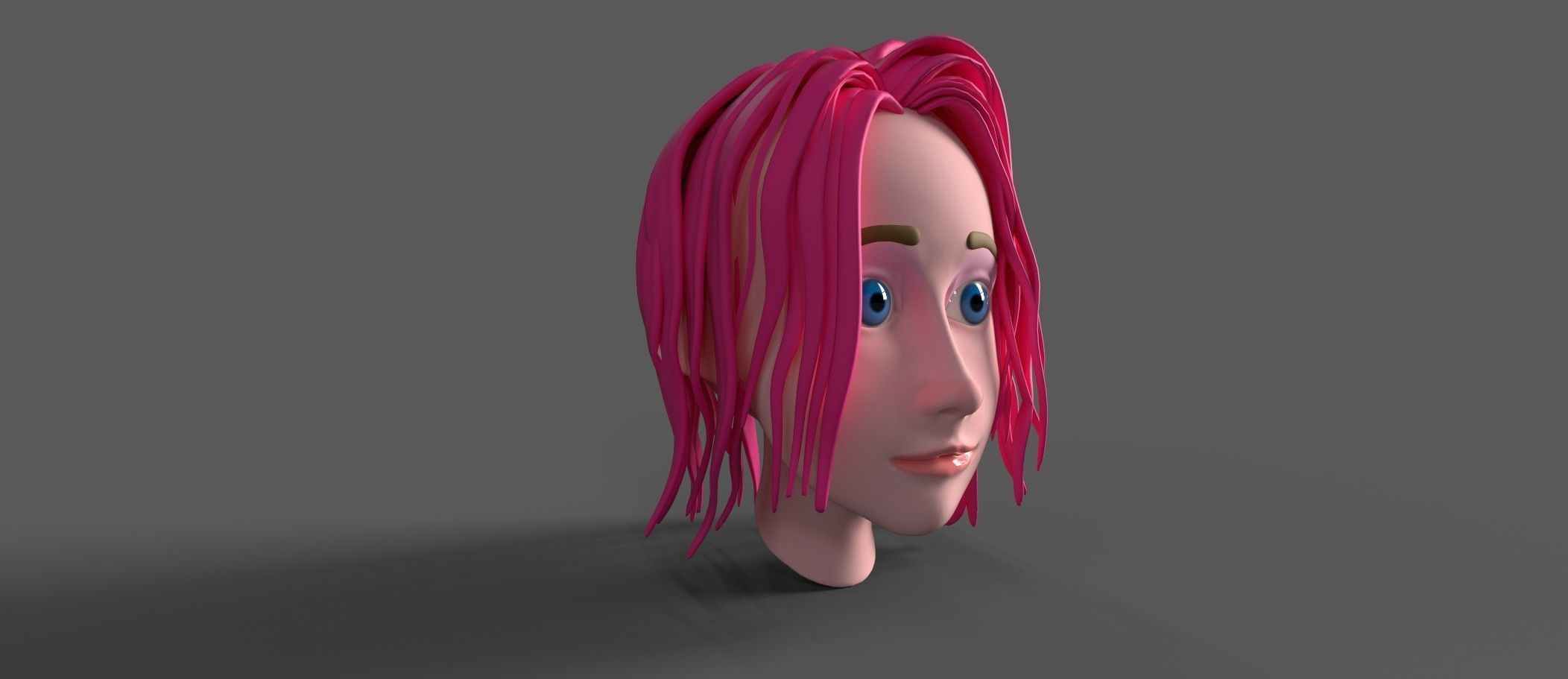 Anime manga Head 3D model Low-poly 3D model_1