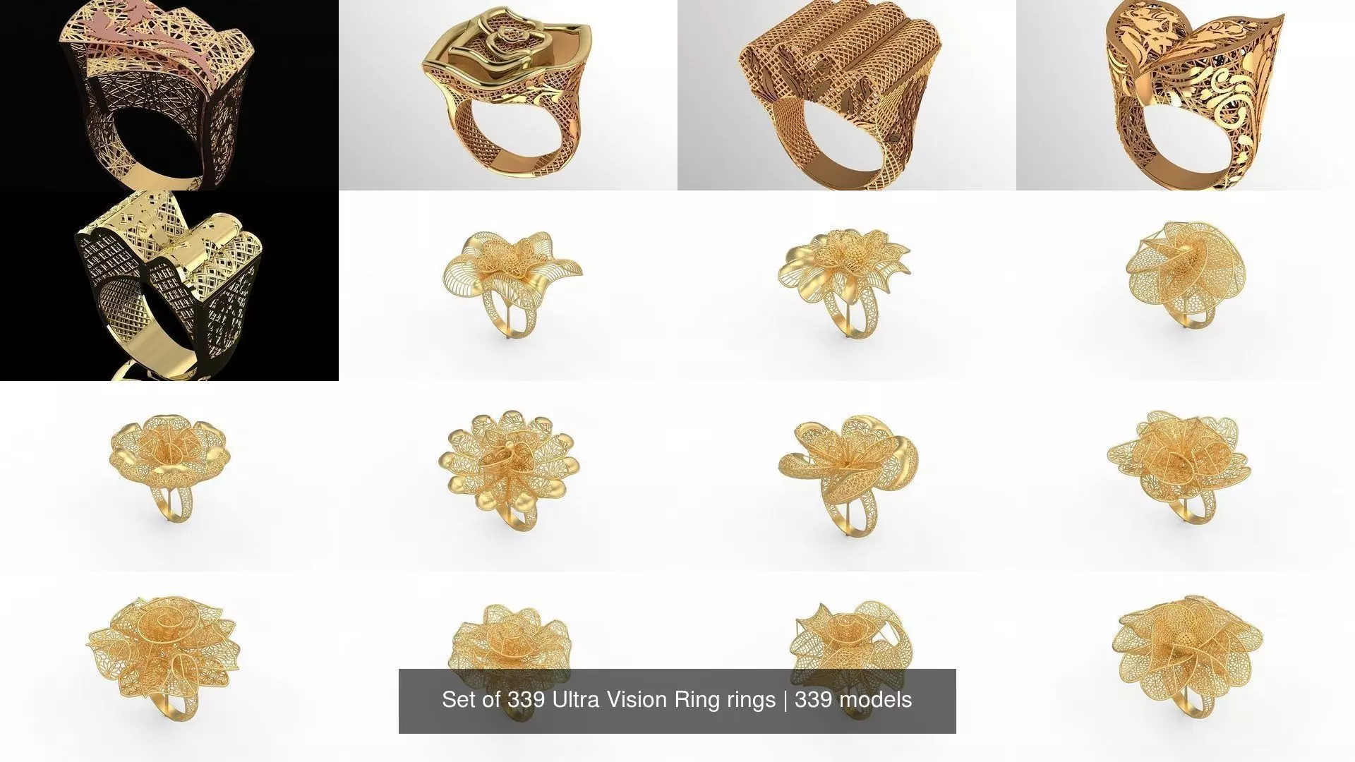 Set of 339 Ultra Vision Ring rings 3D Model Collection_1