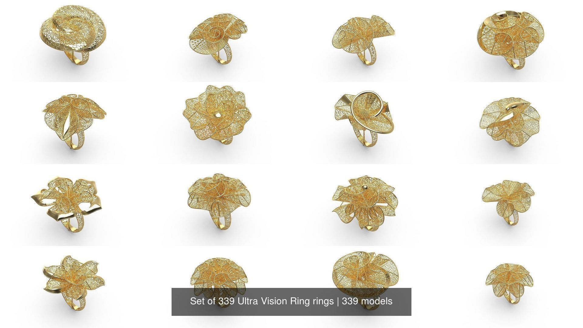 Set of 339 Ultra Vision Ring rings 3D Model Collection_9