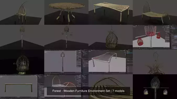 Forest - Wooden Furniture Environment Set