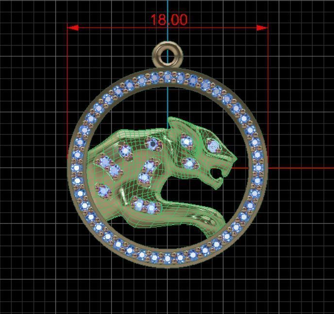 panther pendant 3D print model_2