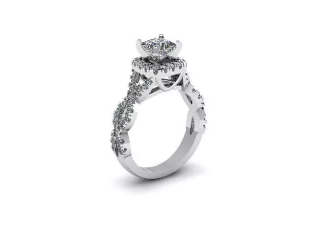 Bent Crossed Engagement Ring 3D print model