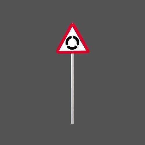 Hong Kong Road Roundabout Ahead Sign V1 001 Low-poly 3D model