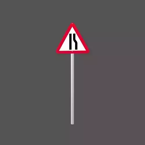 Hong Kong Road Road Narrows On Right Sign V1 001