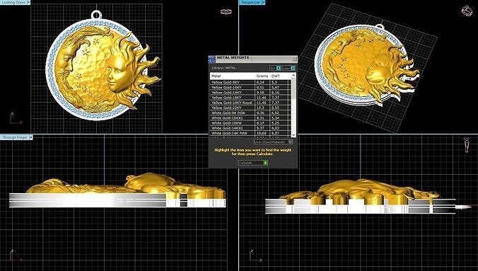 sun and moon necklace 3D model